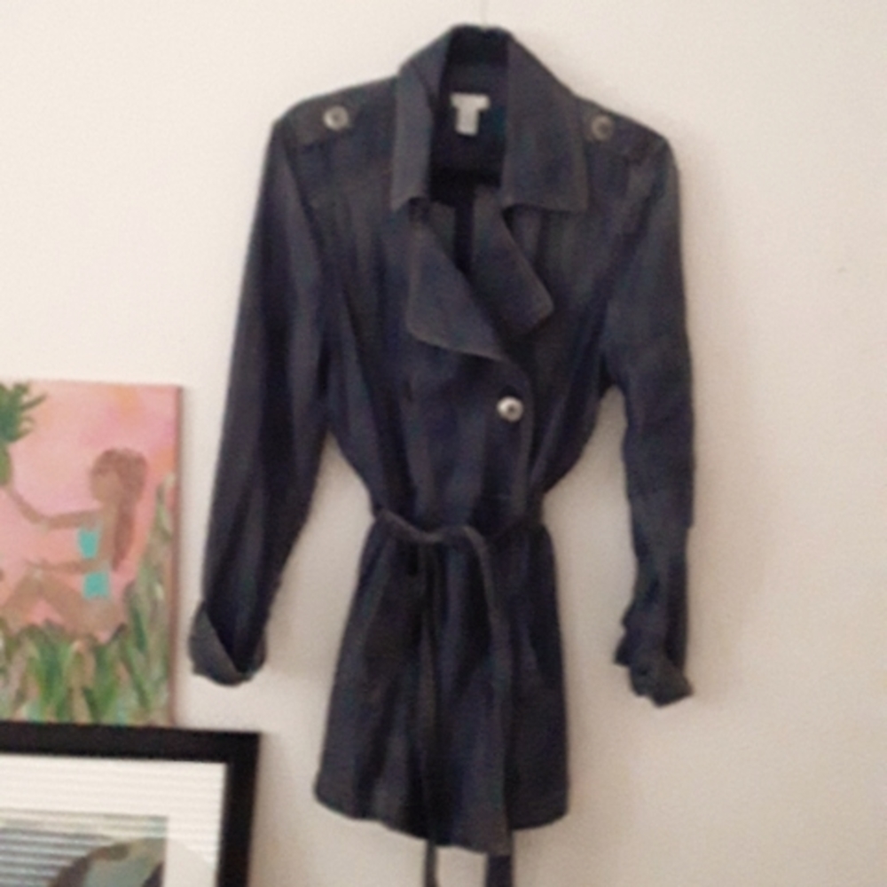 Chico's Trench Jean coat sz2, silver buttons